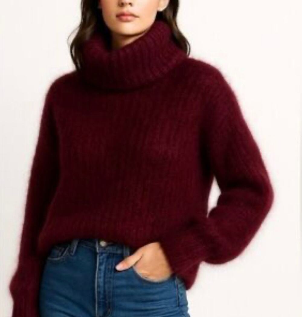 Thakoom Turtleneck Sweater Burgundy NWT